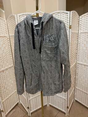 Vision Street Wear Hoodie Size L Gray Full Zip Streetwear
